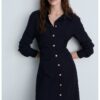Рокля с копчета и рюш встрани Mango