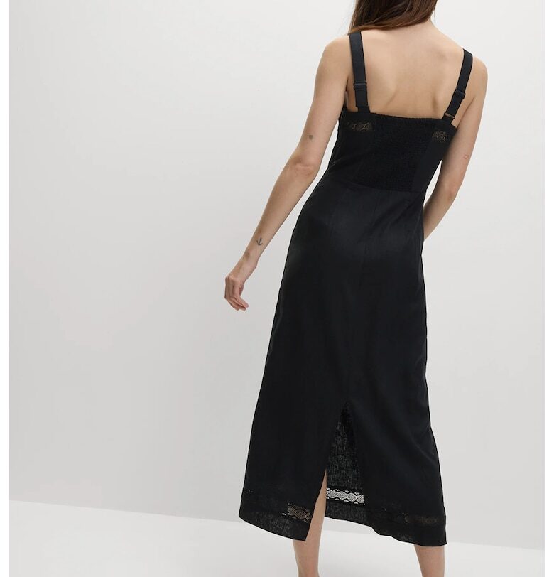Рокля с лен с бродерии Marks  Spencer