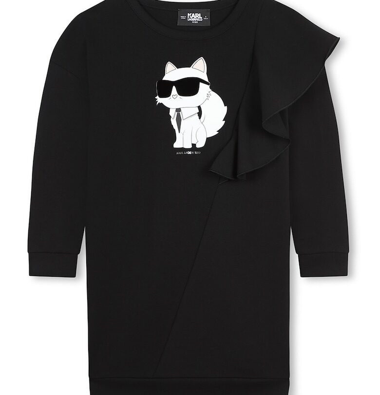 Рокля с лого и паднали ръкави KARL LAGERFELD KIDS
