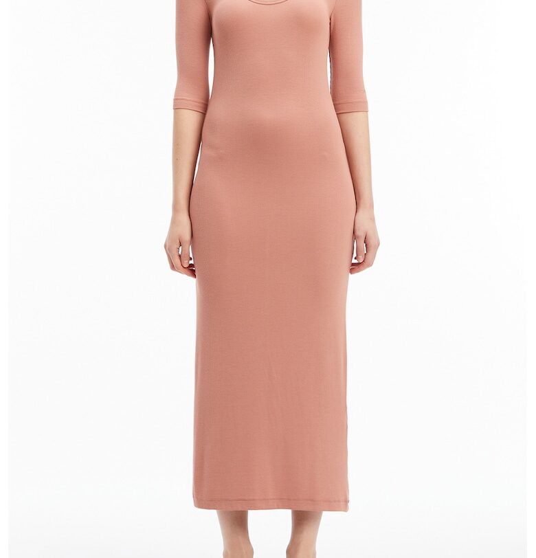 Рокля с овално деколте и 3/4 ръкави CALVIN KLEIN