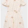 Рокля с памук - лен и бродерии Mango