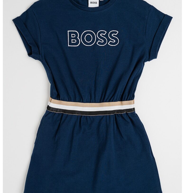Рокля с памук с лого и еластична талия BOSS Kidswear
