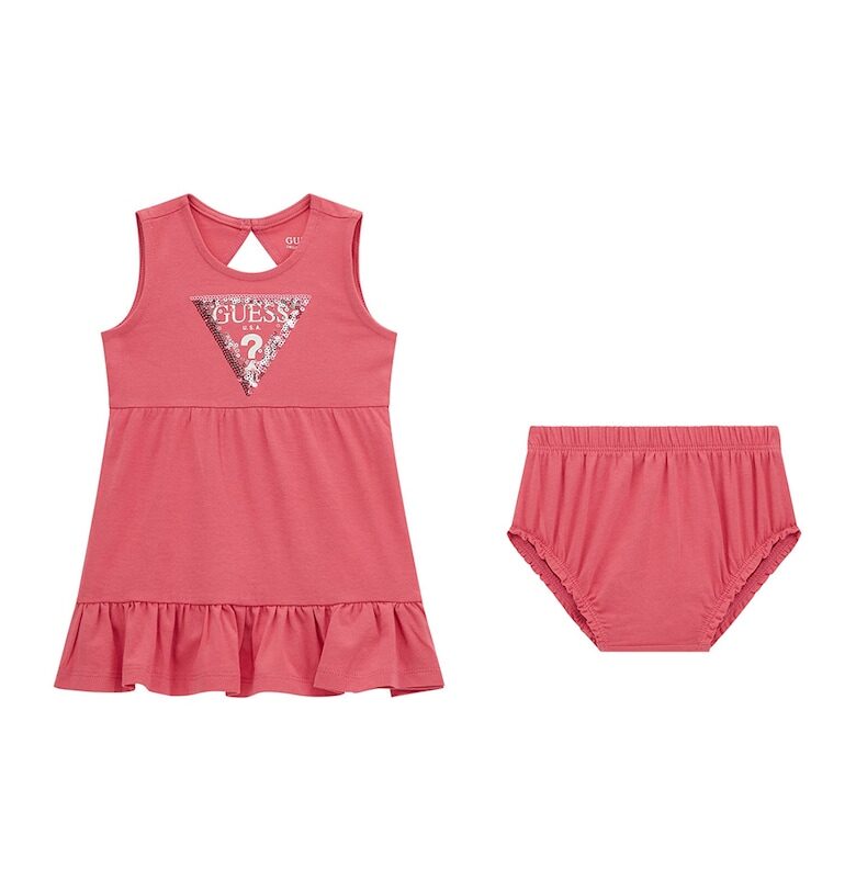 Рокля с памук с набирания и гащички - 2 части GUESS KIDS