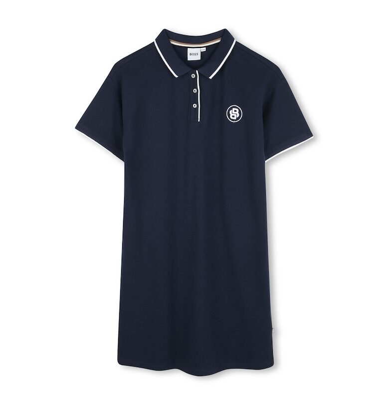 Рокля с памук с яка BOSS Kidswear