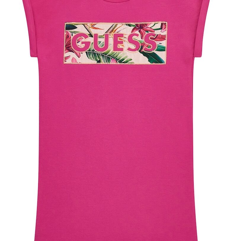 Рокля-тениска с навити ръкави GUESS KIDS