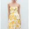 Флорална рокля с отделящи се презрамки Mango