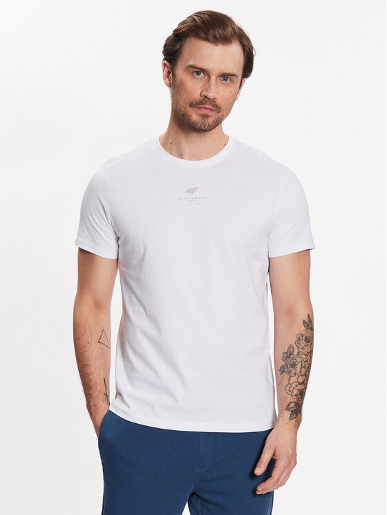 4F Тишърт 4FSS23TTSHM363 Бял Regular Fit за Мъже цена