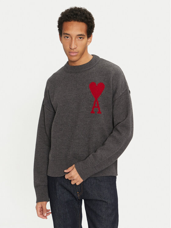 AMI PARIS Пуловер BFUKS006.018 Сив Regular Fit за Унисекс цена