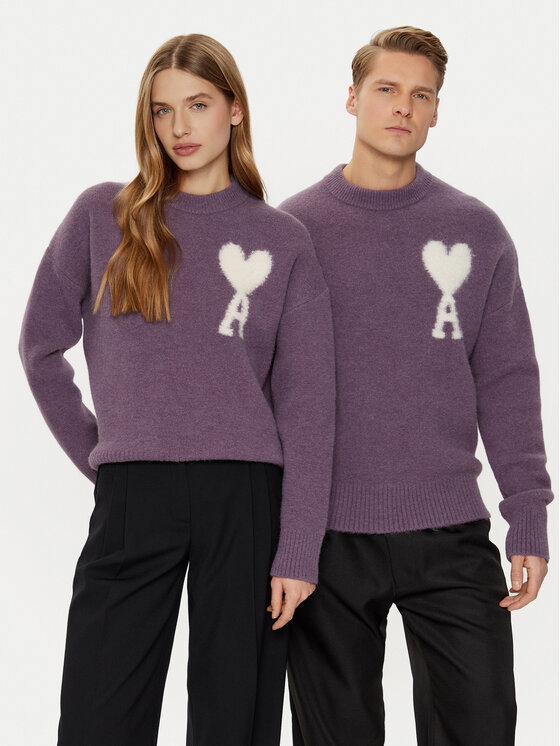AMI PARIS Пуловер UKS025.KN0032 Виолетов Relaxed Fit за Унисекс цена