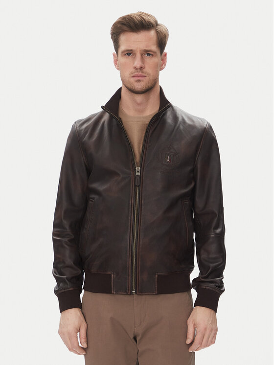 Aeronautica Militare Кожено яке 251PN5043PL199 Кафяв Regular Fit за Мъже цена