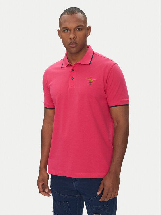 Aeronautica Militare Тениска с яка и копчета 251PO1308P82 Розов Regular Fit за Мъже цена