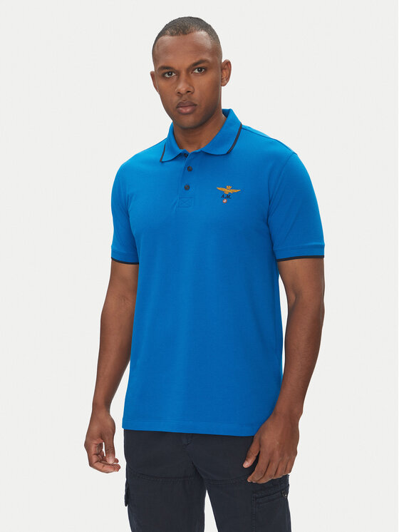 Aeronautica Militare Тениска с яка и копчета 251PO1308P82 Син Regular Fit за Мъже цена