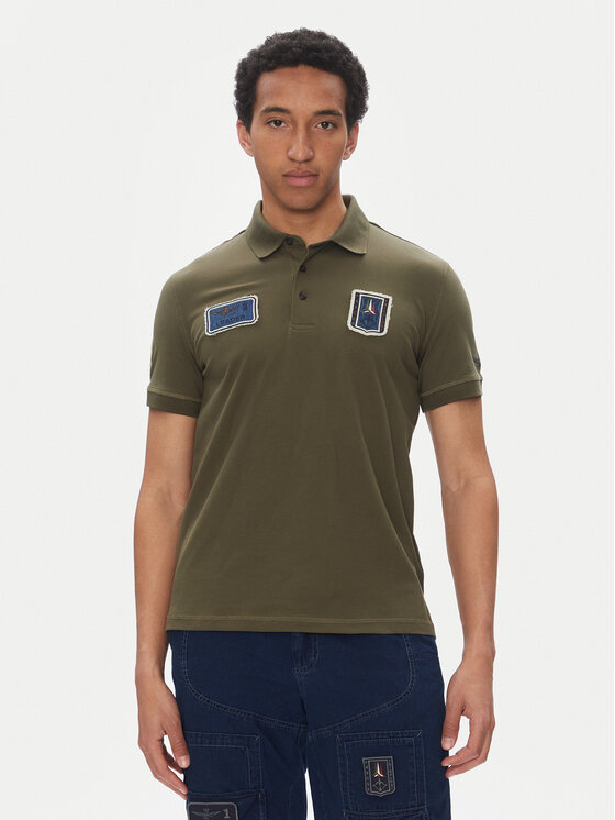 Aeronautica Militare Тениска с яка и копчета 251PO1851P344 Каки Regular Fit за Мъже цена
