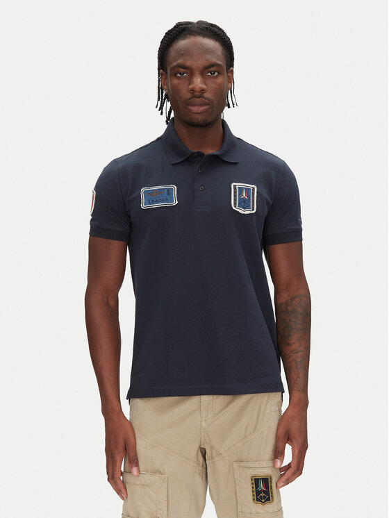 Aeronautica Militare Тениска с яка и копчета 251PO1851P344 Тъмносин Regular Fit за Мъже цена