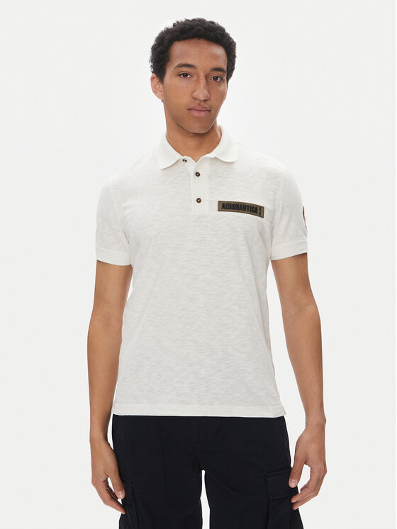 Aeronautica Militare Тениска с яка и копчета 251PO1865J680 Бял Regular Fit за Мъже цена