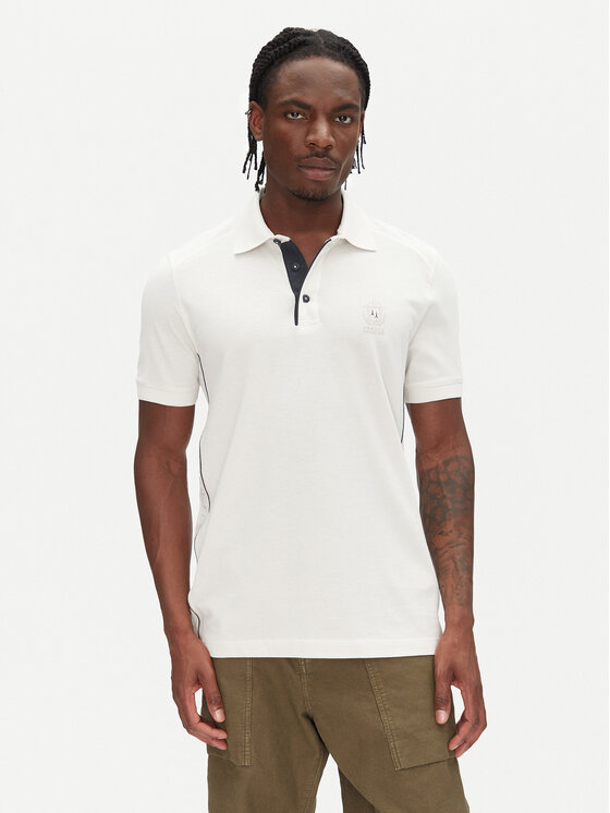 Aeronautica Militare Тениска с яка и копчета 251PO1868P347 Екрю Regular Fit за Мъже цена