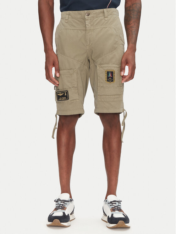 Aeronautica Militare Шорти от плат 251BE041CT1122 Каки Regular Fit за Мъже цена