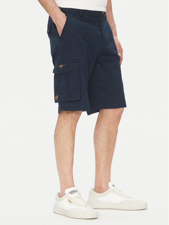 Aeronautica Militare Шорти от плат 251BE256CT3511 Тъмносин Regular Fit за Мъже цена
