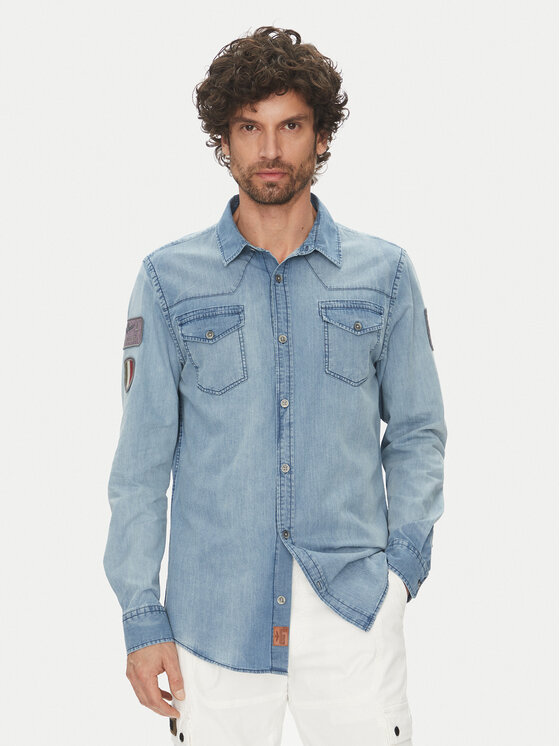 Aeronautica Militare дънкова риза 251CA1281CT3527 Светлосиньо Regular Fit за Мъже цена
