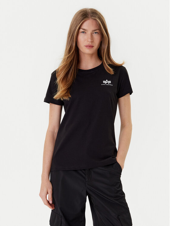 Alpha Industries Тишърт Basic T Small Logo 196054 Черен Regular Fit за Жени цена