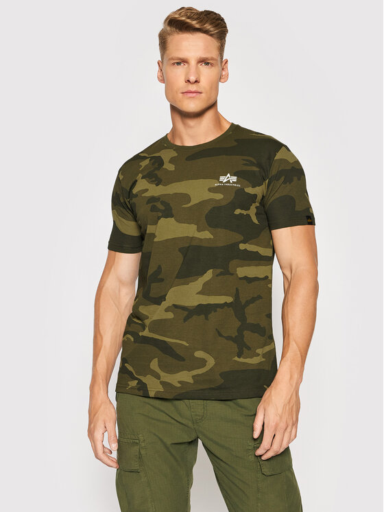 Alpha Industries Тишърт Basic T Small Logo Camo 188505C Зелен Regular Fit за Мъже цена