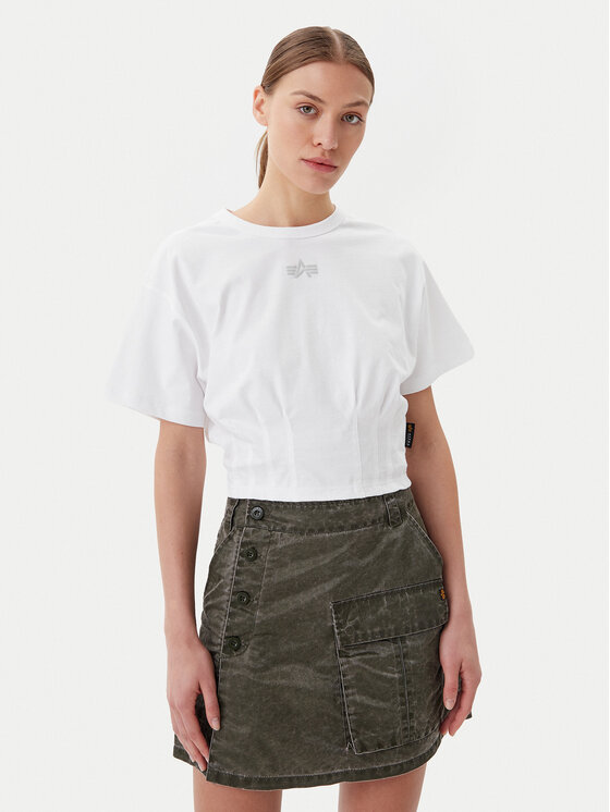 Alpha Industries Тишърт Waisted 148070 Бял Regular Fit за Жени цена