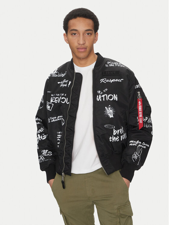 Alpha Industries Яке бомбър MA-1 Peace 156136 Черен Regular Fit за Мъже цена