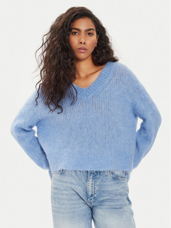 American Vintage Пуловер Bymi BYM18AE24 Син Regular Fit за Жени цена