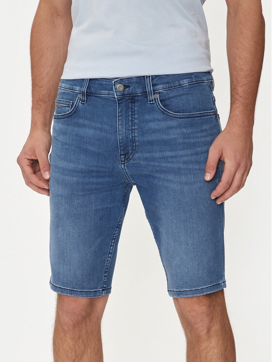 BOSS Дънкови шорти 50513488 Син Slim Fit за Мъже цена