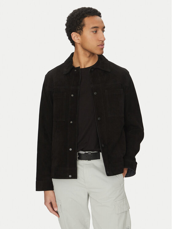 BOSS Кожено яке Jomare 50537118 Черен Regular Fit за Мъже цена