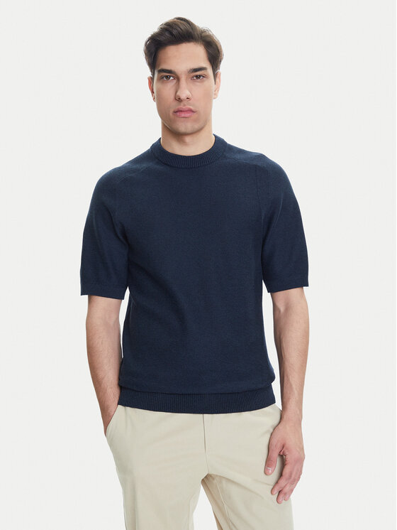 BOSS Пуловер Kencel 50545678 Тъмносин Regular Fit за Мъже цена