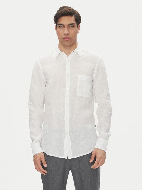 BOSS Риза 50537381 Бял Regular Fit за Мъже цена