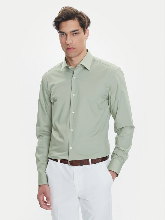 BOSS Риза H-Hank 50469345 Зелен Slim Fit за Мъже цена