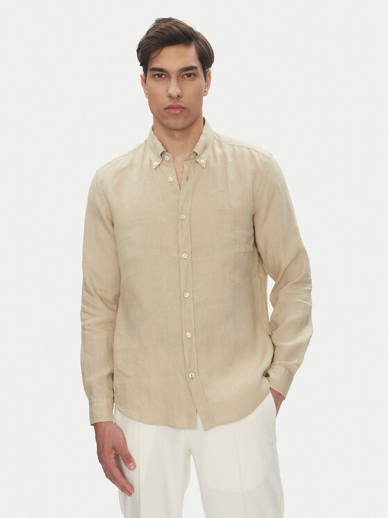 BOSS Риза H-Roan-Bd-E-C1 50520283 Бежов Slim Fit за Мъже цена