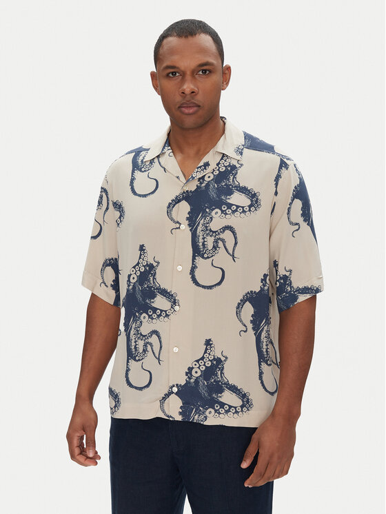 BOSS Риза Lapisy_M 50538280 Бежов Relaxed Fit за Мъже цена