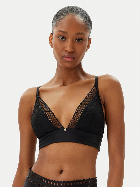 BOSS Сутиен бралет Eyelet 50540428 Черен за Жени цена