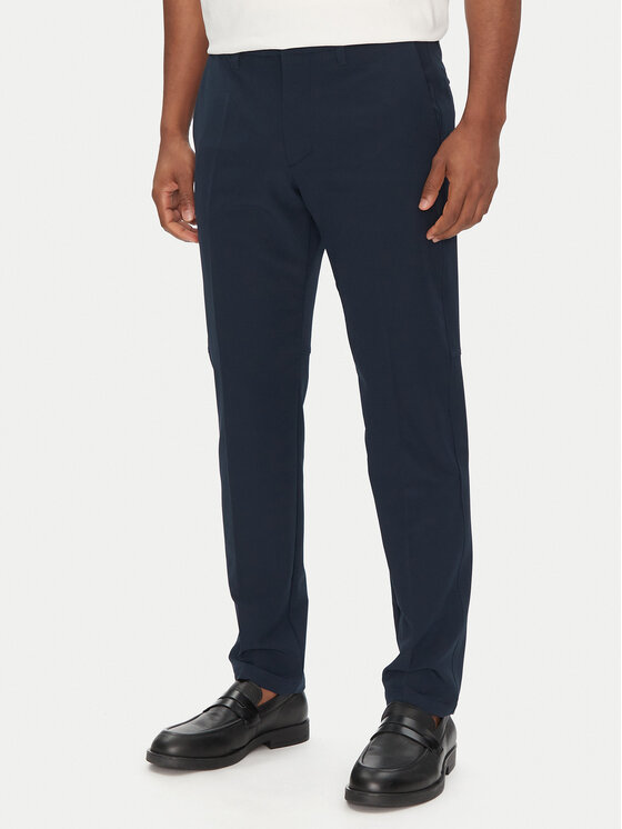 BOSS Текстилни панталони T_Commuter-Slim 50534303 Тъмносин Slim Fit за Мъже цена