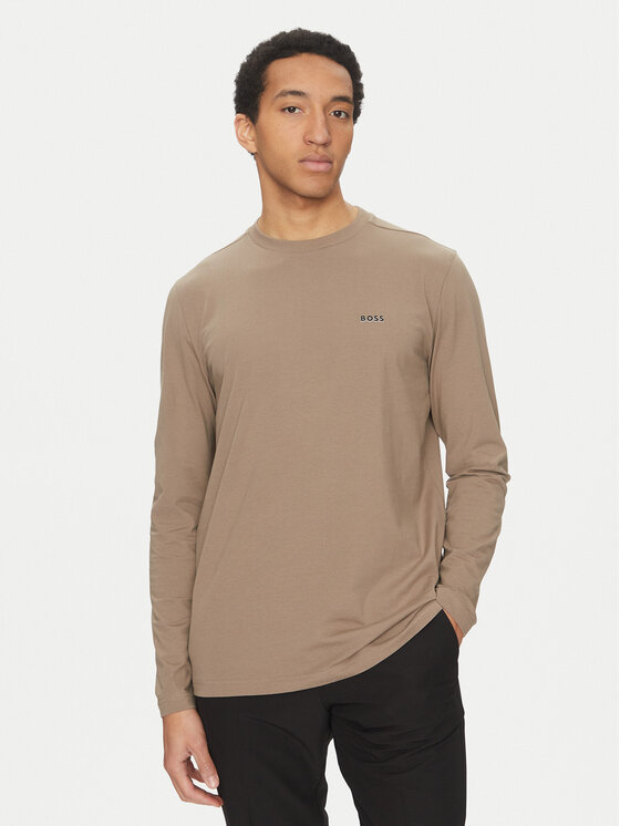 BOSS Тениска с дълъг ръкав 50506365 Бежов Regular Fit за Мъже цена