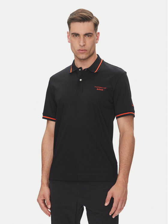 BOSS Тениска с яка и копчета C-Parris 197 50543257 Черен Regular Fit за Мъже цена