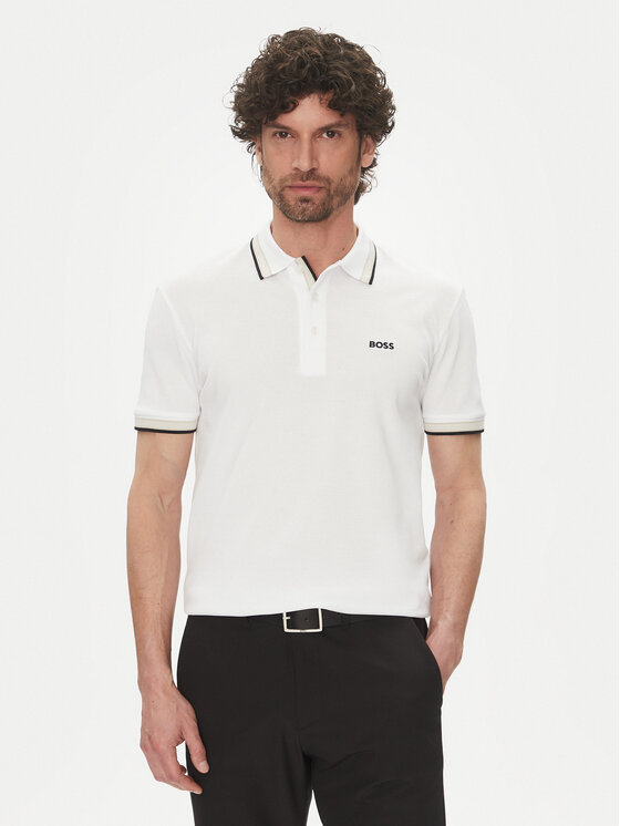 BOSS Тениска с яка и копчета Paddy 50469055 Екрю Regular Fit за Мъже цена