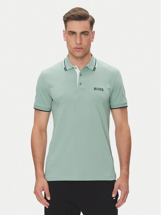 BOSS Тениска с яка и копчета Paddy Pro 50469102 Зелен Regular Fit за Мъже цена
