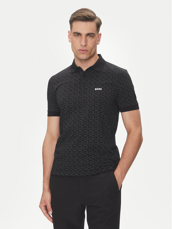 BOSS Тениска с яка и копчета Paddy Striped C 50540719 Черен Regular Fit за Мъже цена
