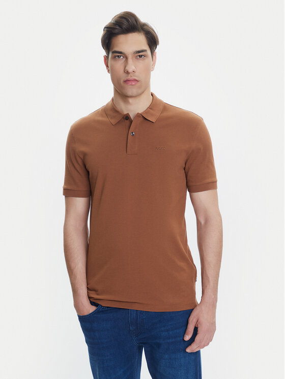 BOSS Тениска с яка и копчета Pallas 50468362 Бежов Regular Fit за Мъже цена