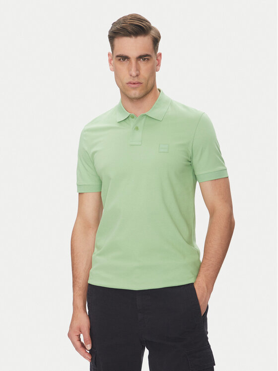 BOSS Тениска с яка и копчета Passenger 50507803 Зелен Slim Fit за Мъже цена