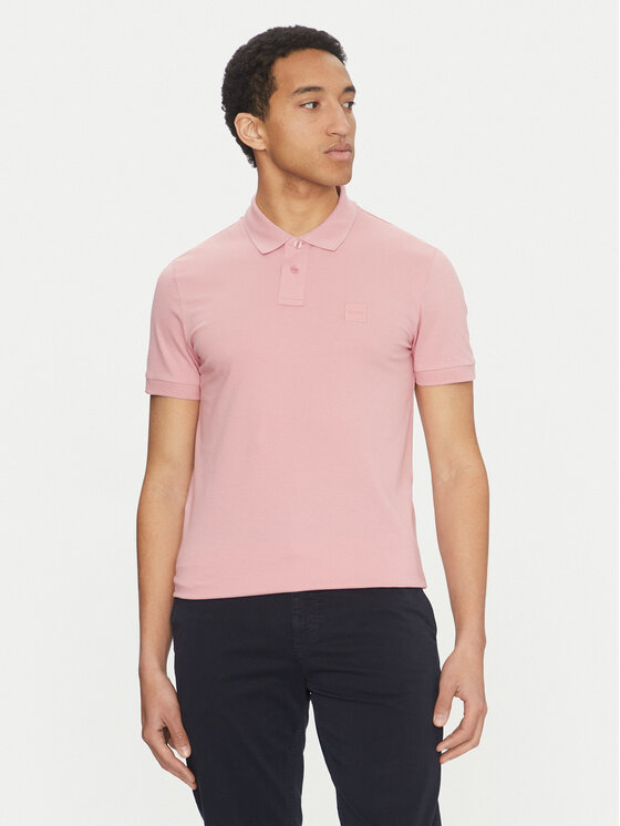BOSS Тениска с яка и копчета Passenger 50507803 Розов Slim Fit за Мъже цена