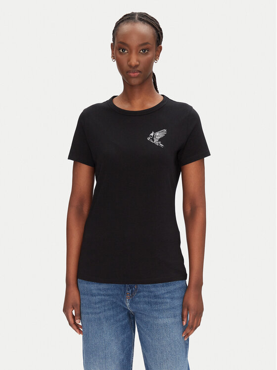 BOSS Тишърт C_Elogo_21 50540260 Черен Slim Fit за Жени цена