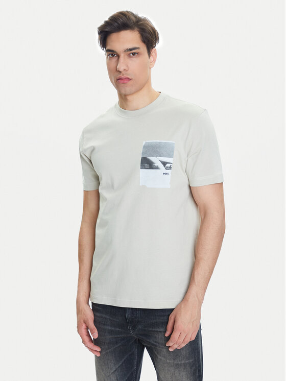 BOSS Тишърт Te_Container 50546920 Бежов Regular Fit за Мъже цена
