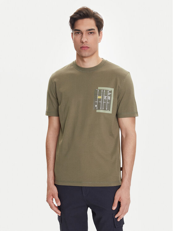 BOSS Тишърт Te_Container 50546920 Зелен Regular Fit за Мъже цена