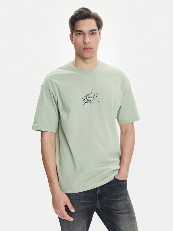 BOSS Тишърт Te_Voyage 50546370 Зелен Relaxed Fit за Мъже цена