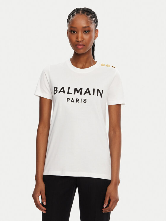 Balmain Тишърт BF1EF005BB02 Бял Regular Fit за Жени цена